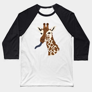 Giraffe with Tongue Out Baseball T-Shirt